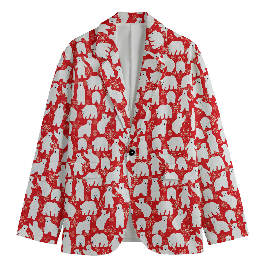 Polar Bear And Snowflake Pattern Print Men's Blazer