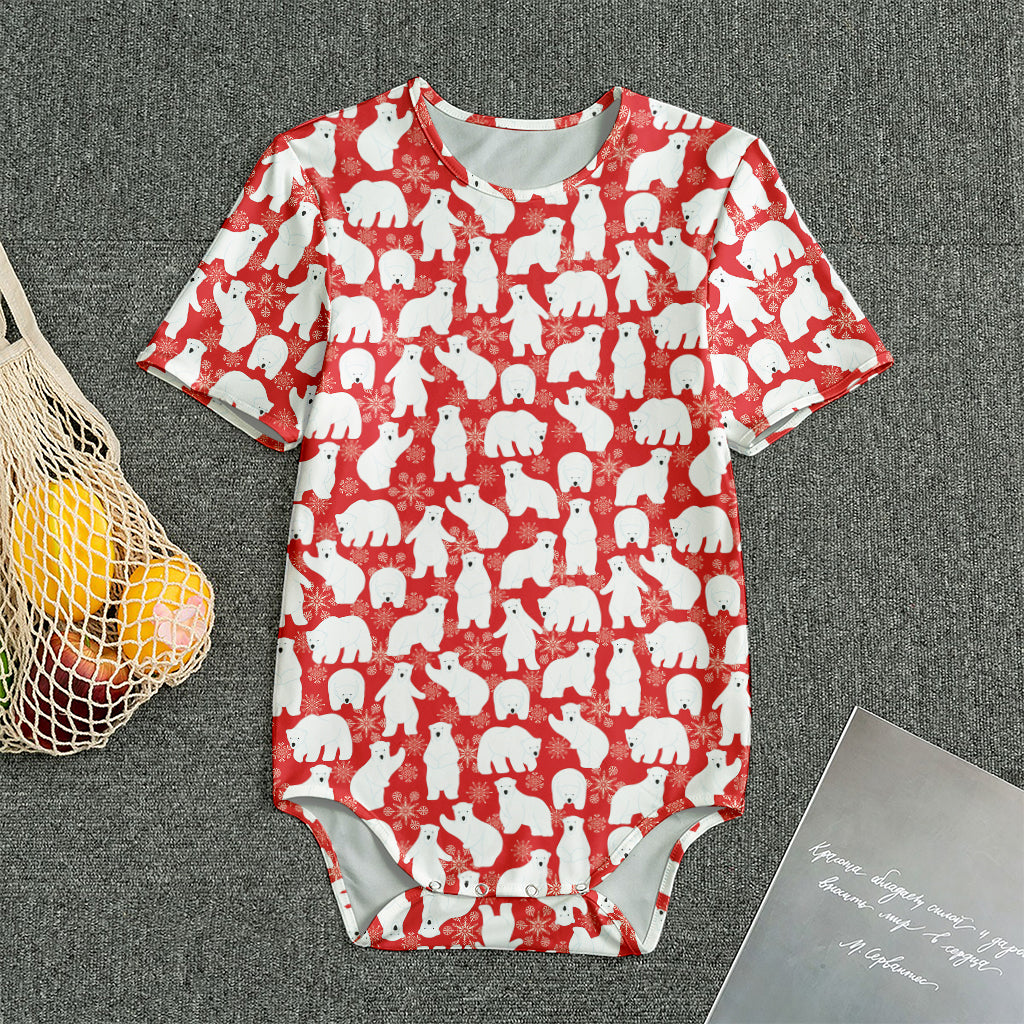 Polar Bear And Snowflake Pattern Print Men's Bodysuit
