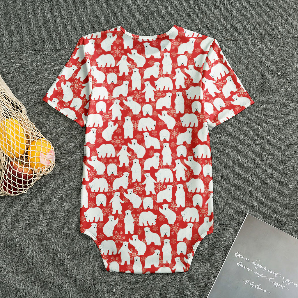 Polar Bear And Snowflake Pattern Print Men's Bodysuit