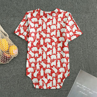 Polar Bear And Snowflake Pattern Print Men's Bodysuit