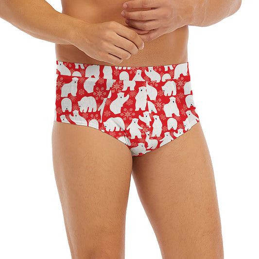Polar Bear And Snowflake Pattern Print Men's Briefs