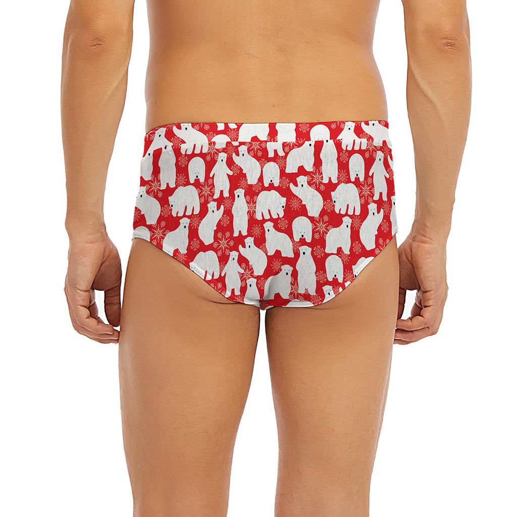 Polar Bear And Snowflake Pattern Print Men's Briefs