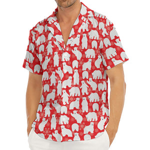 Polar Bear And Snowflake Pattern Print Men's Deep V-Neck Shirt