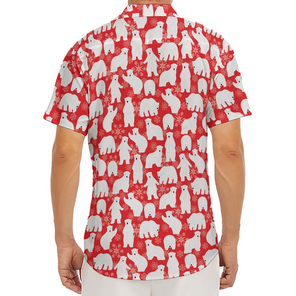 Polar Bear And Snowflake Pattern Print Men's Deep V-Neck Shirt