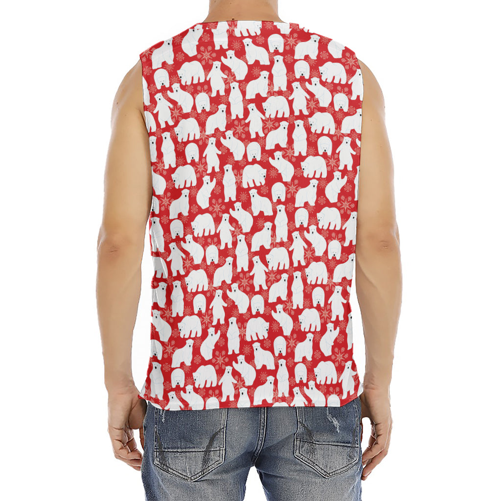 Polar Bear And Snowflake Pattern Print Men's Fitness Tank Top