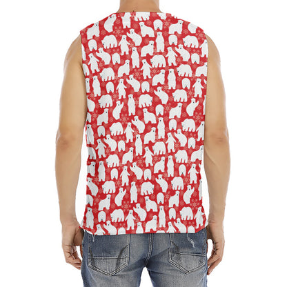 Polar Bear And Snowflake Pattern Print Men's Fitness Tank Top