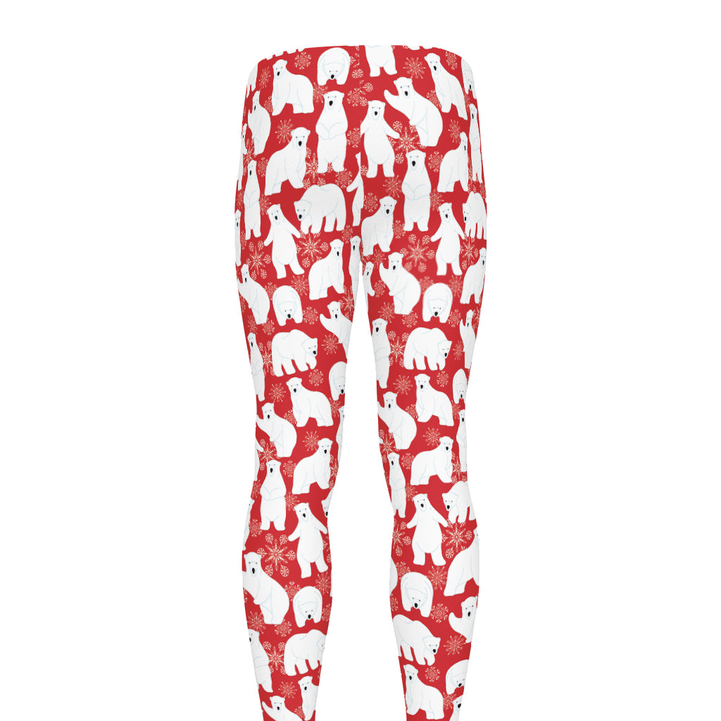 Polar Bear And Snowflake Pattern Print Men's leggings