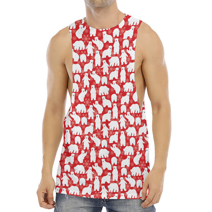 Polar Bear And Snowflake Pattern Print Men's Muscle Tank Top