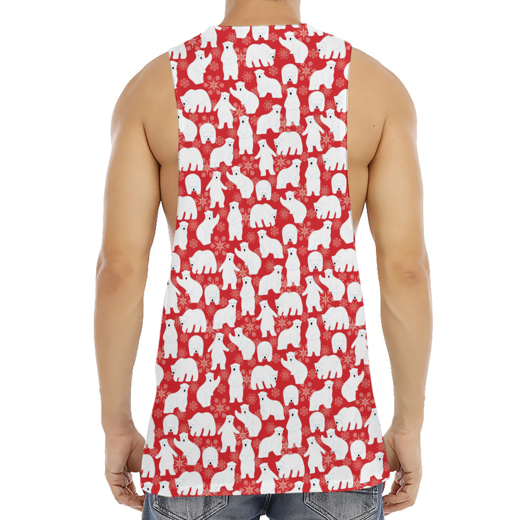 Polar Bear And Snowflake Pattern Print Men's Muscle Tank Top