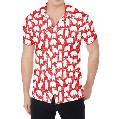 Polar Bear And Snowflake Pattern Print Men's Shirt