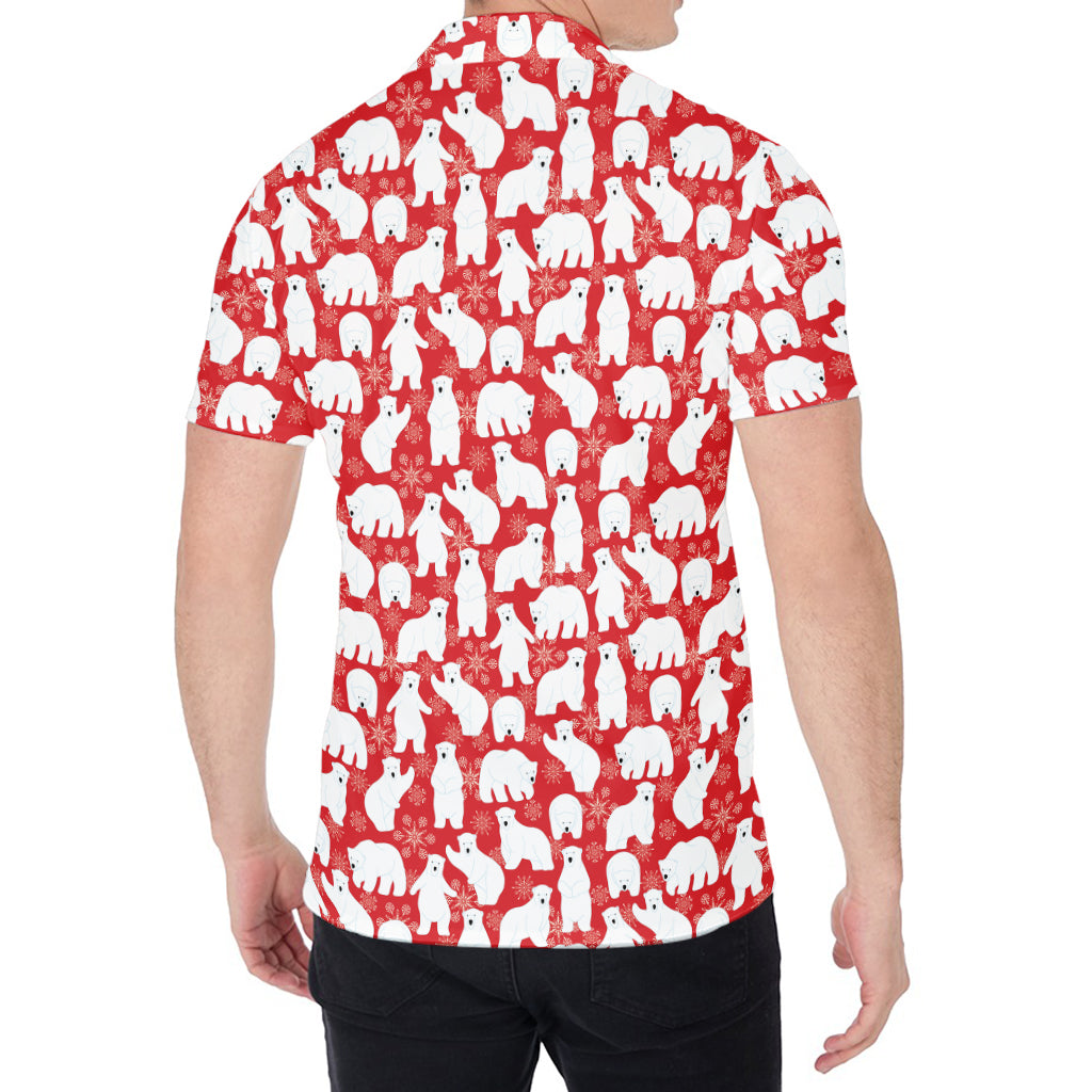 Polar Bear And Snowflake Pattern Print Men's Shirt