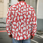 Polar Bear And Snowflake Pattern Print Men's Shirt Jacket