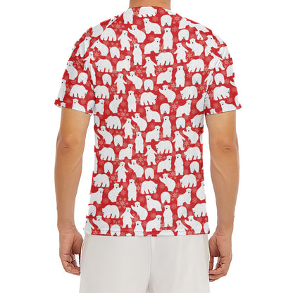 Polar Bear And Snowflake Pattern Print Men's Short Sleeve Rash Guard