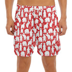 Polar Bear And Snowflake Pattern Print Men's Split Running Shorts