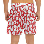 Polar Bear And Snowflake Pattern Print Men's Split Running Shorts