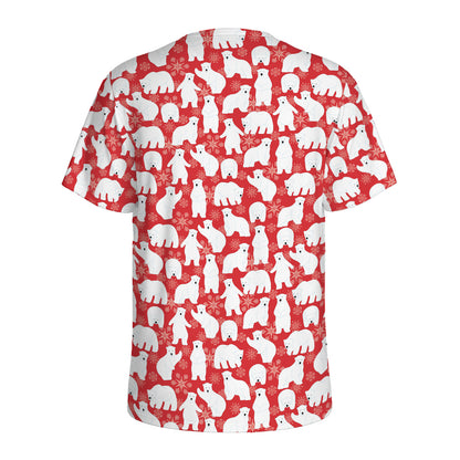 Polar Bear And Snowflake Pattern Print Men's Sports T-Shirt