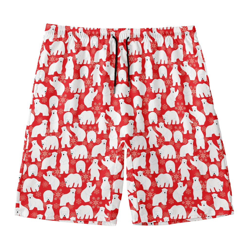 Polar Bear And Snowflake Pattern Print Men's Swim Trunks