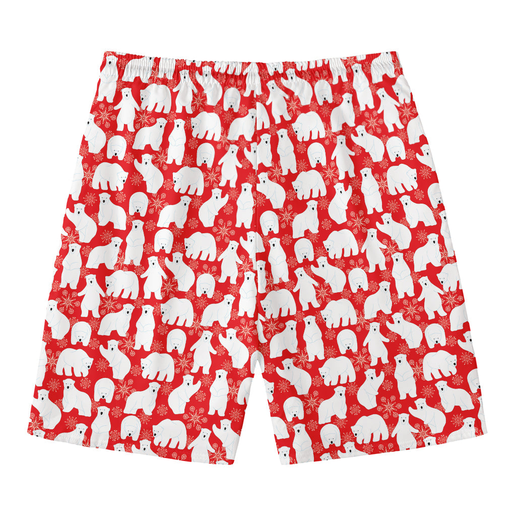 Polar Bear And Snowflake Pattern Print Men's Swim Trunks