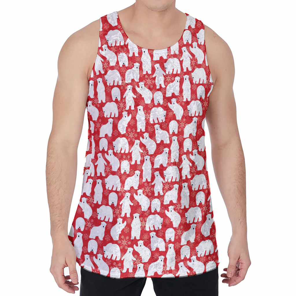 Polar Bear And Snowflake Pattern Print Men's Velvet Tank Top