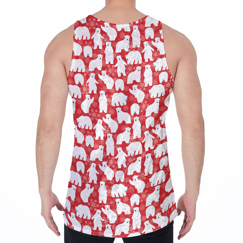 Polar Bear And Snowflake Pattern Print Men's Velvet Tank Top