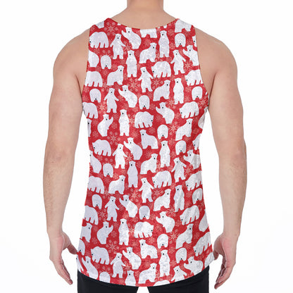 Polar Bear And Snowflake Pattern Print Men's Velvet Tank Top