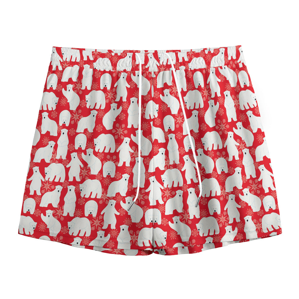 Polar Bear And Snowflake Pattern Print Mesh Shorts