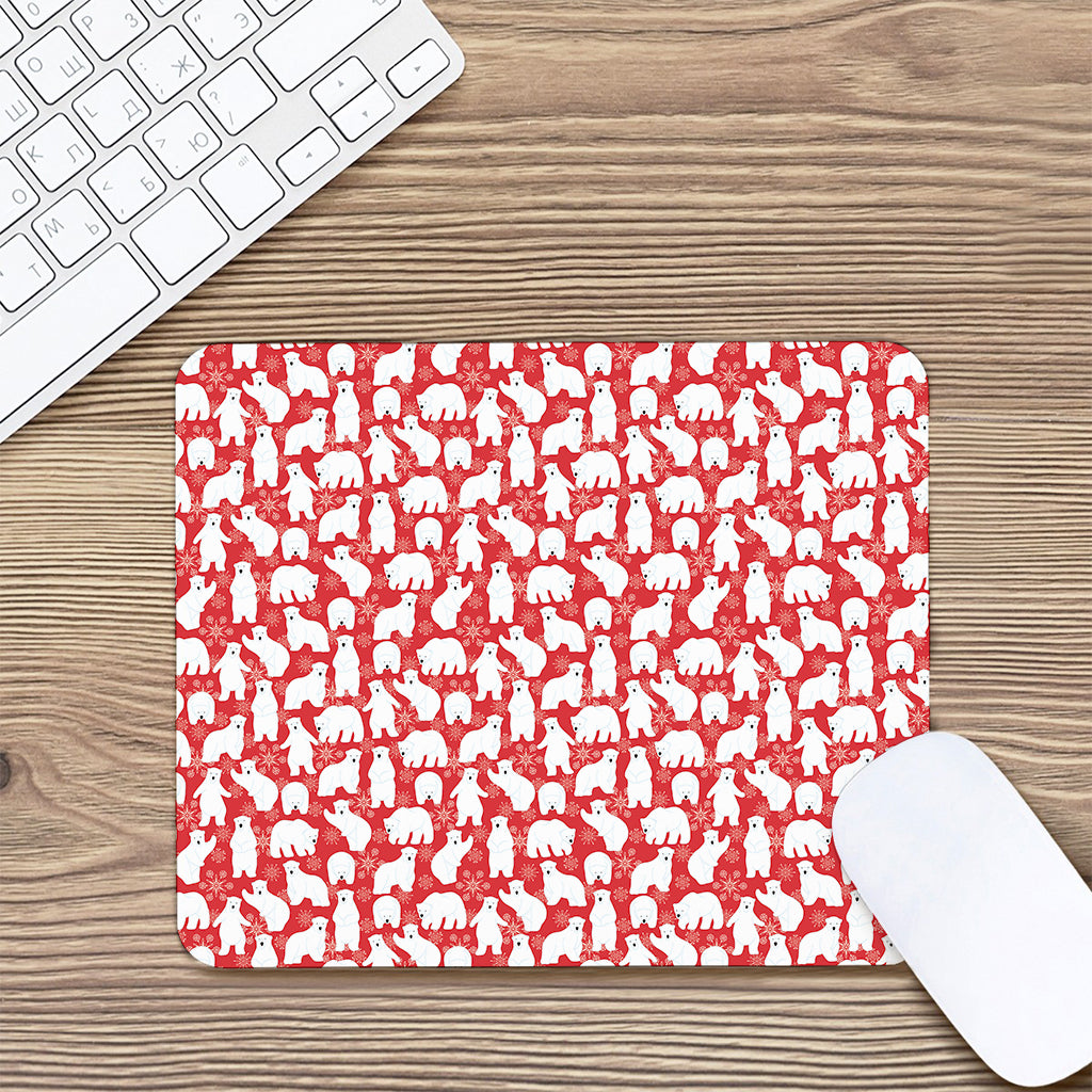 Polar Bear And Snowflake Pattern Print Mouse Pad