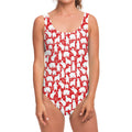 Polar Bear And Snowflake Pattern Print One Piece Swimsuit