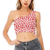 Polar Bear And Snowflake Pattern Print One Shoulder Crop Top