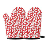 Polar Bear And Snowflake Pattern Print Oven Mitts