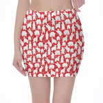 Polar Bear And Snowflake Pattern Print Pencil Mini Skirt