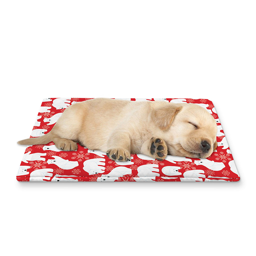 Polar Bear And Snowflake Pattern Print Pet Cooling Mat Cover