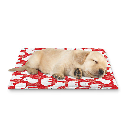 Polar Bear And Snowflake Pattern Print Pet Cooling Mat Cover