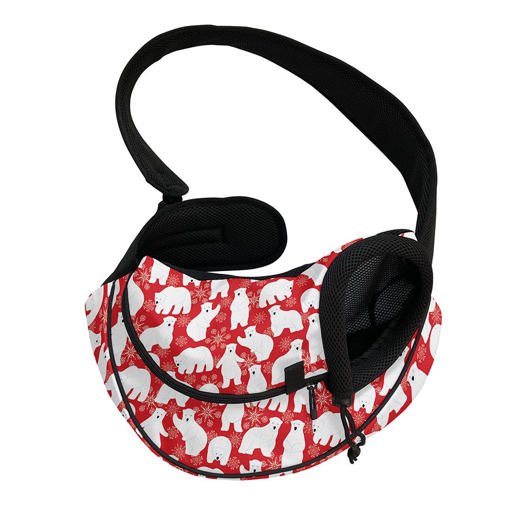 Polar Bear And Snowflake Pattern Print Pet Sling Carrier