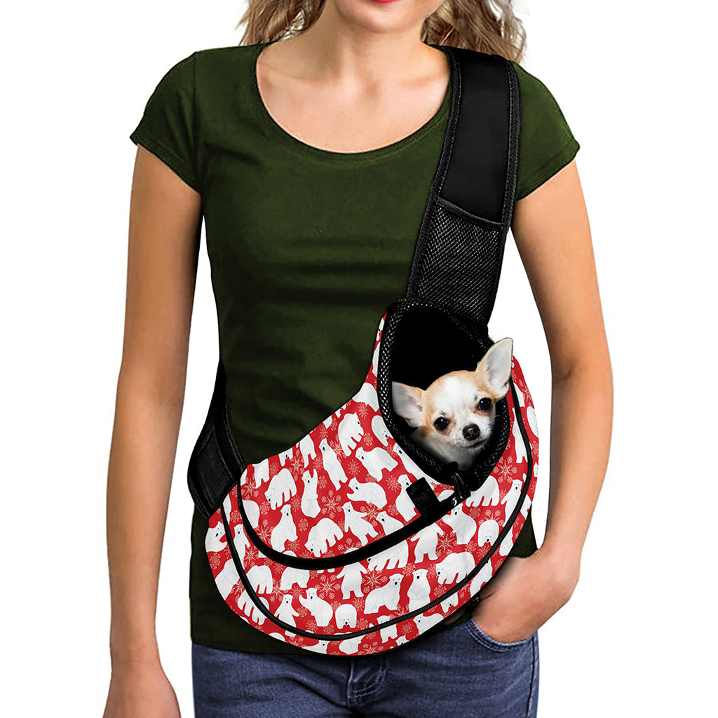Polar Bear And Snowflake Pattern Print Pet Sling Carrier