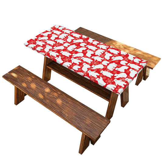 Polar Bear And Snowflake Pattern Print Picnic Table Cover