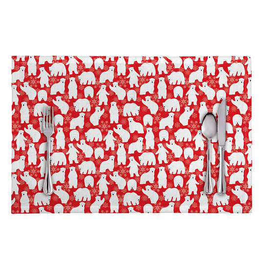 Polar Bear And Snowflake Pattern Print Placemat