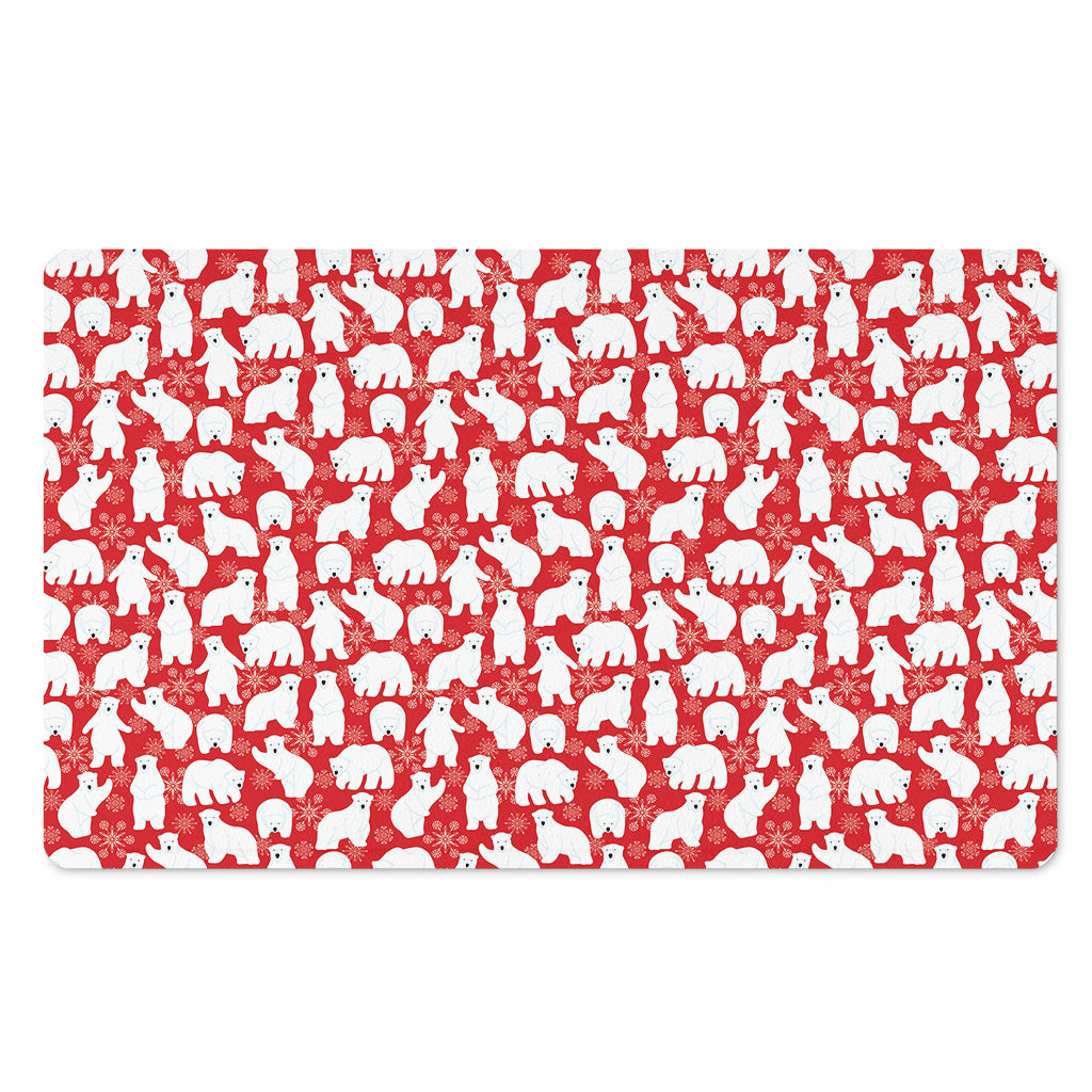Polar Bear And Snowflake Pattern Print Polyester Doormat