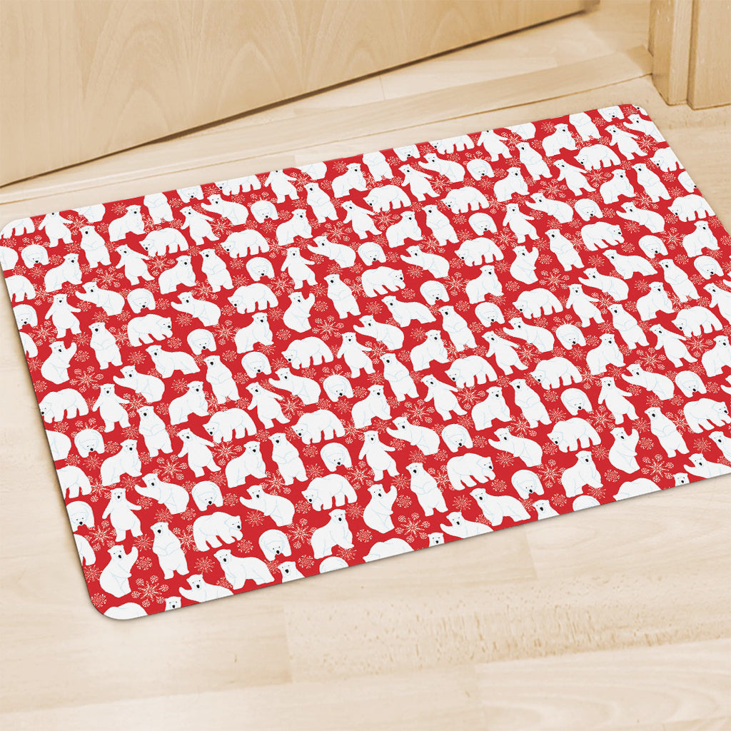 Polar Bear And Snowflake Pattern Print Polyester Doormat