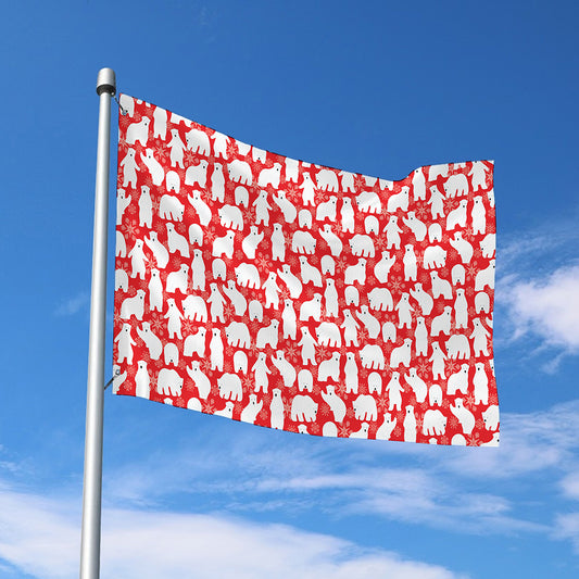 Polar Bear And Snowflake Pattern Print Polyester Flag