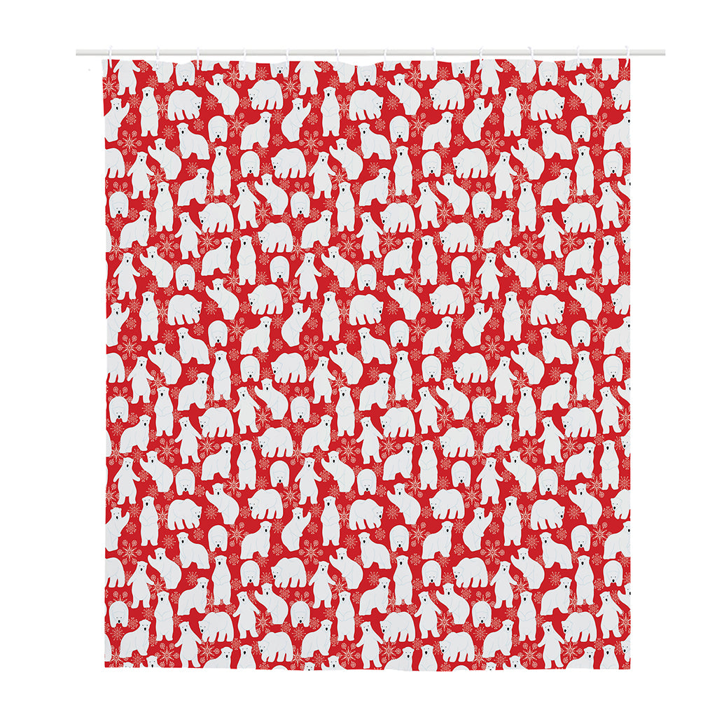 Polar Bear And Snowflake Pattern Print Polyester Shower Curtain