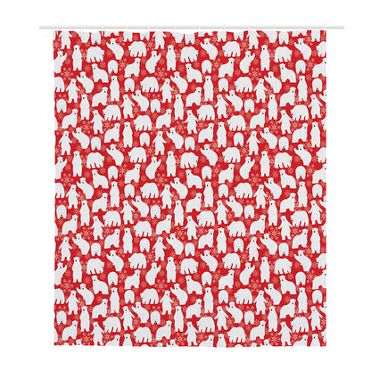 Polar Bear And Snowflake Pattern Print Polyester Shower Curtain