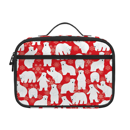 Polar Bear And Snowflake Pattern Print Portable Lunch Bag