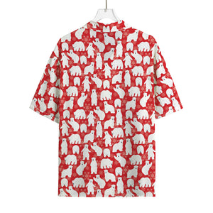 Polar Bear And Snowflake Pattern Print Rayon Hawaiian Shirt