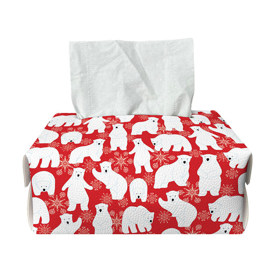 Polar Bear And Snowflake Pattern Print Rectangle Tissue Box Cover