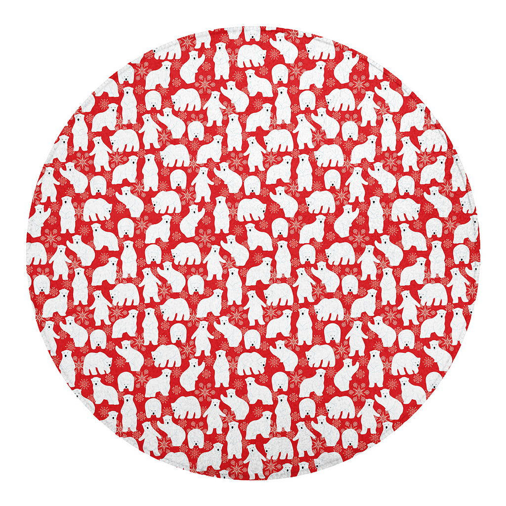 Polar Bear And Snowflake Pattern Print Round Blanket