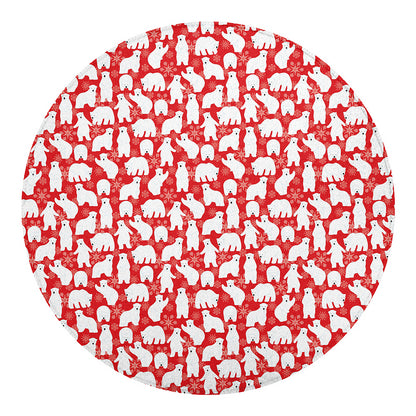 Polar Bear And Snowflake Pattern Print Round Blanket