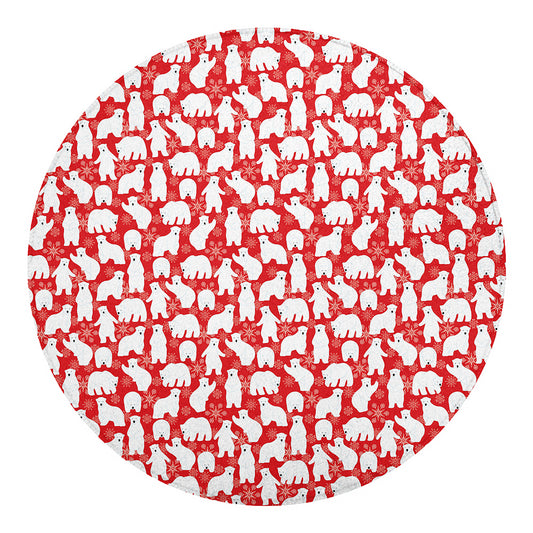 Polar Bear And Snowflake Pattern Print Round Blanket