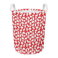 Polar Bear And Snowflake Pattern Print Round Laundry Basket