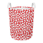 Polar Bear And Snowflake Pattern Print Round Laundry Basket